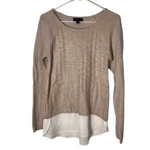 Metallic gold business casual AB Studio sweater over silk type undershirt sz S